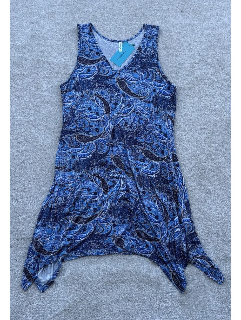 Popyoung Blue Paisley Floral Dress Size 2XL
